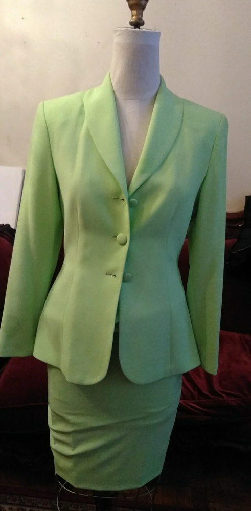 Banu Pastel Lime Suit Jacket and Skirt France